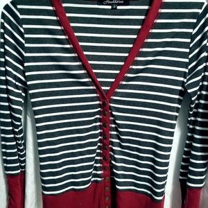 LOWEST SALE! Stripe Snap Hawthorne Cardi